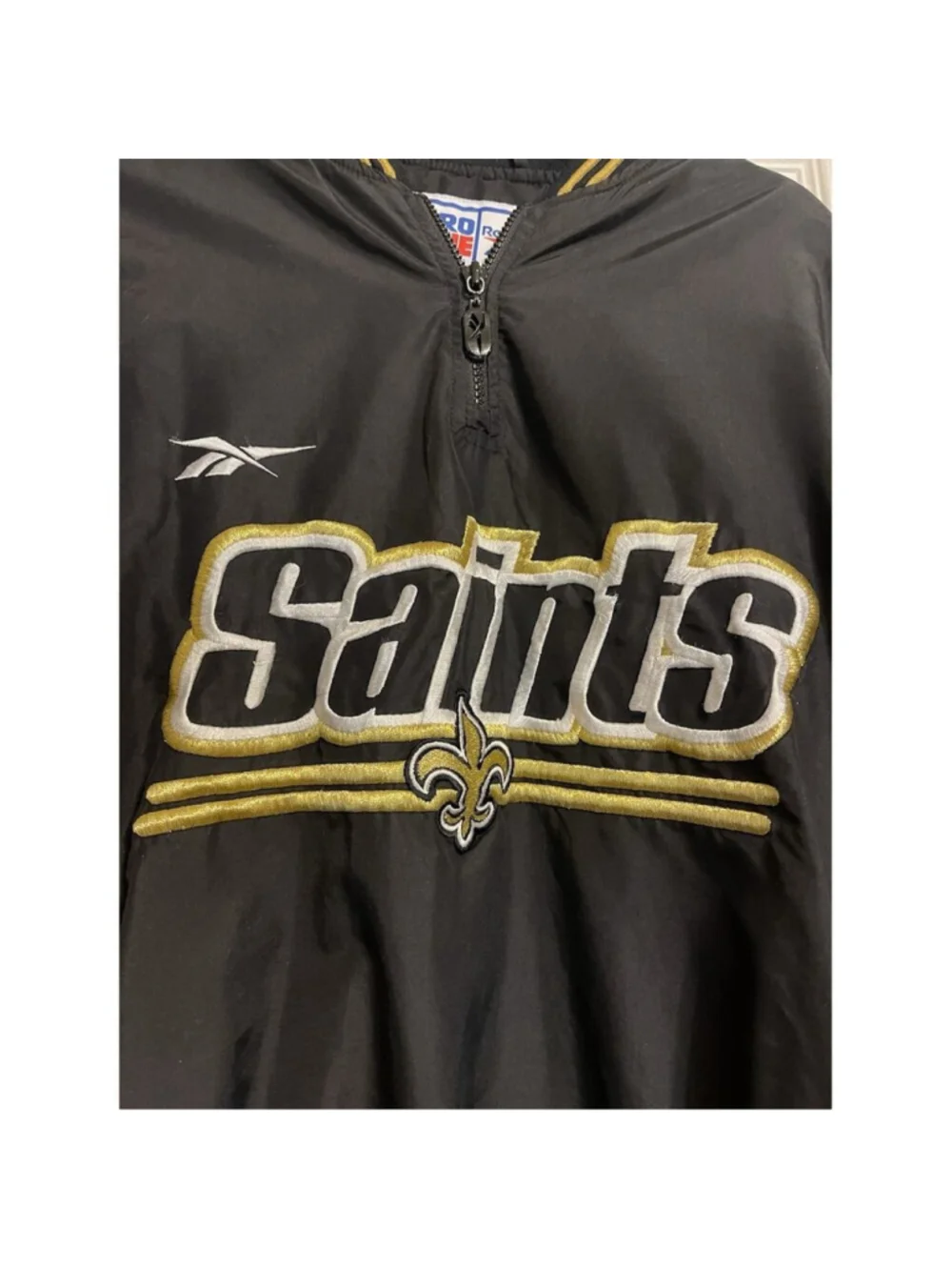 VTG Rebook Pro Line New Orleans Saints NFL Gold Thread Windbreaker M